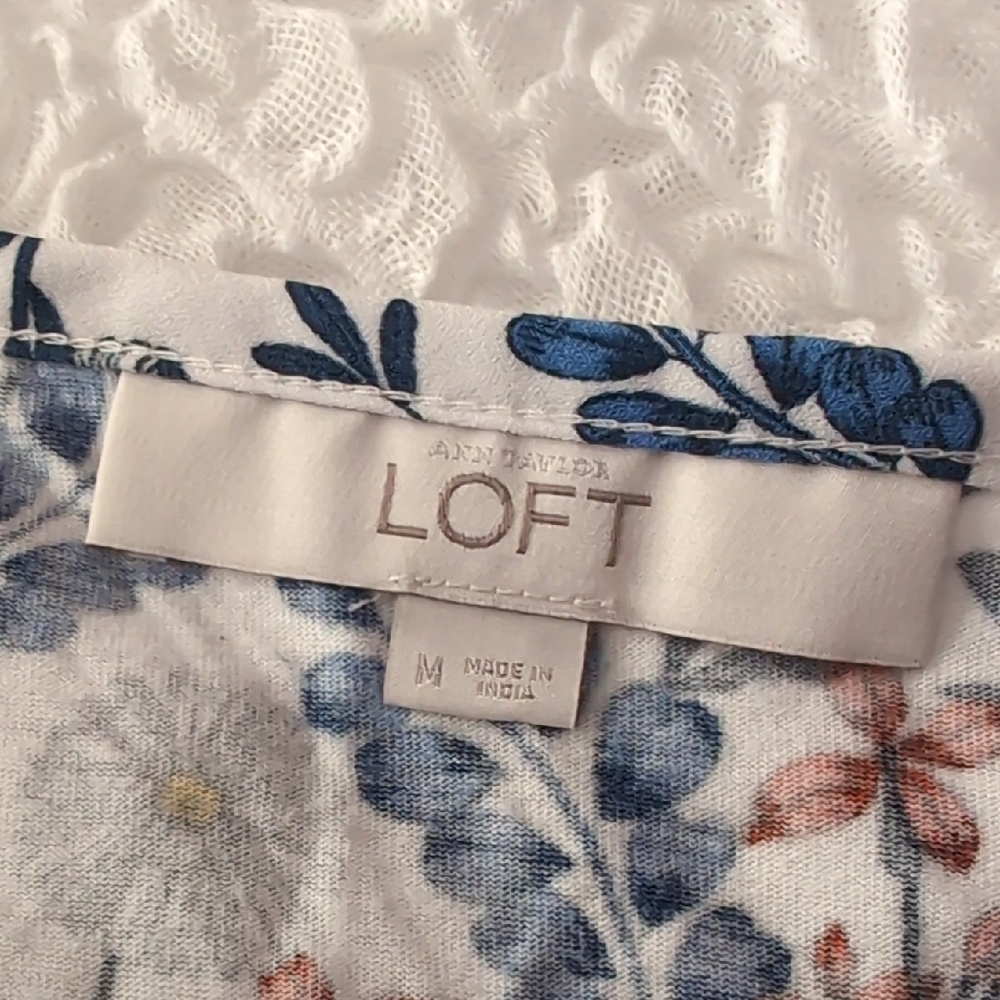 LOFT Blue and Orange Floral Blouse - Picture 2 of 3